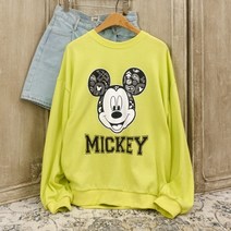 [디즈니정품] 타투 미키마우스 프린팅 긴팔 맨투맨 롱티