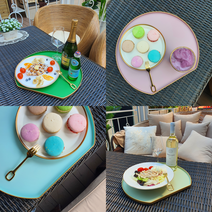 비스포크 반달 논슬립 파스텔 카페 트레이 칠기쟁반, 퍼플