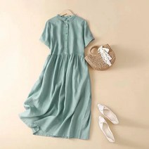 여성 린넨 원피스 오버핏 a라인 캐주얼 여자 봄 여름 가을 반팔 롱원피스 linen dress women XK0128