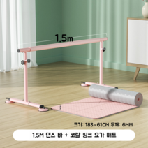 발레 연습 보조 간편 조립식 댄스바 1인용 발레바 리프팅 레그 훈련 전공생 필라테스, 1.5m 가압 진공 패드 + 요가매트 세트