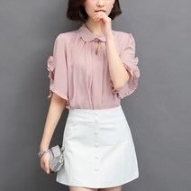 브이너스 윌리 프릴 소매 쉬폰 블라우스