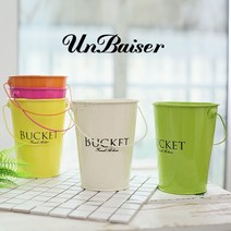 UNBAISER 북유럽 철제 꽃통 휴대용 작은 철통 수납통 양철통 아이디어 장식 꽃꽂이 테이블 수납통, 레몬옐로우