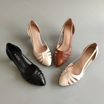 앞뾰족 펀칭 미들힐 여름 구두 편한 데일리 슈즈 Q2030754