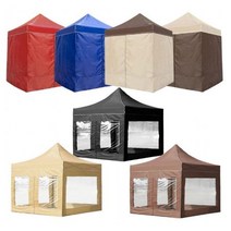 WINAIR 4COLORS 캐노피 방수 천막 지붕+프레임+일반바람막이4면 풀세트, 3mx3m_다크브라운(지붕+프레임+일반바람막이4면세트)