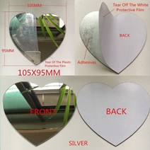 예쁜 거울 화장대 특별한 인테리어 10pcs 직경 100x1mm 아크릴 벽 라운드 스티커 플라스틱 호텔 장식 miroir 벽화 diy plak espejo decorativos, 실버 하트 접착