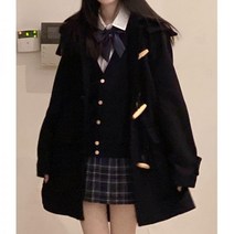 떡볶이코트 블랙 모직 베이직 교복