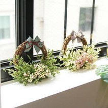 인스타감성 인테리어 행잉조화 리스 현관꽃장식 웨딩홀장식, 화이트