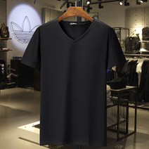 쥬엔리치 3XL~10XL 남자 빅사이즈 반팔 티셔츠 순면 V넥 무지 캐쥬얼 남성 루즈핏 데일리 여름 티