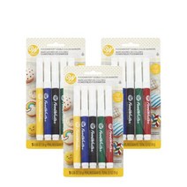 윌튼 파인 팁 푸드라이터 식용 컬러 마커 5정 Wilton Fine Tip FoodWriter Edible Color Markers, 3팩