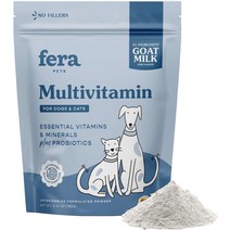 강아지영양제 Fera Pets - 고관절 및 관절 보조제 개와 고양이 개용 염소 우유 고양이용 개 식사 토퍼 글루코사민이 함유된 식품 분말 60회분, [04] 종합비타민