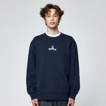 팝바우 로고 기모 맨투맨(NAVY)_PPTZICR04UN1