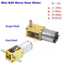 N20 풀 메탈 기어 박스 모터 싱글 듀얼 샤프트 DC 3V 6V 12V 4RPM 381RPM 저속 대형 토크 DIY 로봇 자동차 Eleltric Lock, A 4RPM-16RPM, Dual Shaft