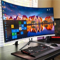 32인치 21:9 데스크톱 LCD 모니터 27곡면 144HZ HD PC방 1080P 대화면 24, 살구 화이트 32인치 커브드 75HZ