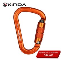 XINDA 야외 암벽 등반 Carabiner 25KN 안전 커넥터 잠금 알루미늄 합금 스프링 장착 게이트 버클 생존 장비, 자동 오렌지