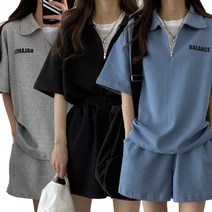 여성 여름 루즈핏 반팔 트레이닝복 세트