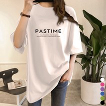 [오늘발송] 스타일아유 오버핏 반팔티 Pastime 로고 여성용 롱 빅사이즈 박시 반팔티셔츠 반팔 티셔츠[AYG6TS356A]