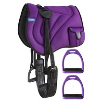 Professional Equine 말 네오프렌 패딩 미끄럼 방지 통기성 레드 베어백 안장 패드 레드 39194RD, Purple/Black