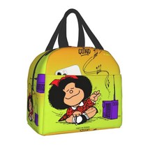 Mafalda 휴대용 방수 점심 도시락 가방 여성 절연 피크닉 쿨 백 아침 학교 재사용 가능 음식 상자, 15