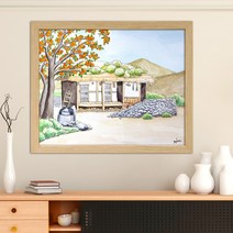 나봄갤러리 감나무와 초가집 3 감그림 감나무 액자 사업장추천그림, 3.내츄럴 액자