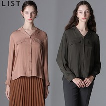 리스트 스칼렛 새틴 오픈카라 도트 셔츠 택가격 138000원