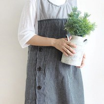 그레이 롱버튼 원피스 면 앞치마 어린이집선생님 유치원 보육교사 앞치마 원예 카페 미술학원 앞치마