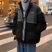 남자 숏패딩 투톤 배색 보세 잠바