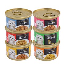 프리미엄 골드 런치캔 6종 24캔_고양이간식 1캔80g), 참치새우 24개
