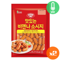 롯데푸드 롯데햄 맛있는 비엔나 소시지1kg 대용량/식자재용/식당용/급식용 소세지 반찬, 2개, 1kg