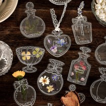 감성 유리병 유리컵 PET 다꾸 조각 스티커 4종, 유리병 D (ST-2004)