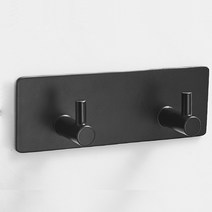 마벨인홈 스텐304 무타공 벽걸이 후크 1구 2구, 이단 후크, 블랙