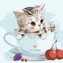 diy 명화그리기 핑크냥이 로즈캣 쿠키캣 도트캣 40x40 고양이 그림 색칠 꽃 집콕 방꾸미기 취미생활, S10 체리캣