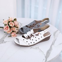 지쎄수제화 양가죽 도트펀칭 컴포트 샌들4cm 발편한 컴포트화 2color