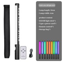 액션캠 RGB 휴대용 LED 조명 지팡이 컬러풀한 사진 조명 스틱 10 가지 모드 충전식 사진 스튜디오 필 램, Black