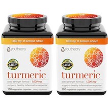 유씨어리 터메릭 강황 1000mg 180정 x2통 Youtheory Turmeric, 1g, 1ml, 2개