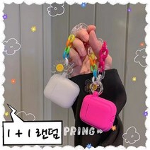 투나이언 1+1 2+4 에어팟 1세대 2세대 케이스 에어팟 프로용 케이스, 73.핫핑크 스마일손잡이