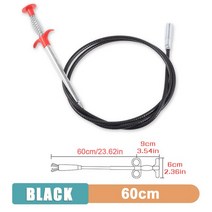 파이프 클리너 스틱 60/85/90cm 스프링 파이프 준설 도구 드레인 스네이크 클리너 스틱 방해물 리무버 청소, 02 Black 60cm, 02 Black 60cm