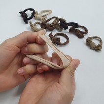 브라운톤 리본 머리 끈 짱짱한 헤어 스크런치 당고 머리 밴드 반 묶음 올림 고무줄 10EA