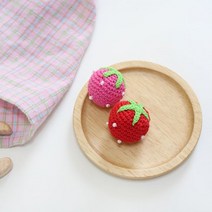 1개-뜨개와펜) 진주달린 뜨개딸기(2컬러), 레드