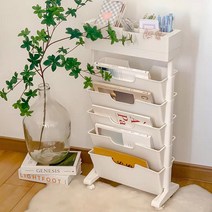 보부바리 5단 양면 책트롤리 책꽂이 선반 북카트 북트롤리 이동식책꽂이 간이책장 이동식책장 웨건 책정리함, 핑크