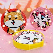 집에서하는취미 LED 보석십자수 전구조립형 비즈십자수 원형액자식 비즈공예 공방, LED보석십자수(14토끼)