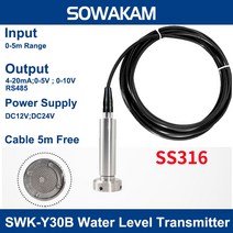 SS316 하수 차단 방지 잠수정 레벨 트랜스미터 연료 압력 4-20mA 10V 5V 액체 센서, 11 0-10V 1m range_04 4m Cable