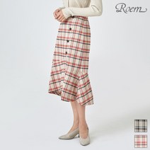 로엠 체크 밑단변형 스커트_RMWH94TRQ3