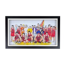 슬램덩크 피규어 슬램 덩크 입체 회화 사쿠라기 군단 단체 사진 가족 초상화 벽걸이 그림, 4067cm, 우아한 블랙 포토 프레임, 무료 설치 키트
