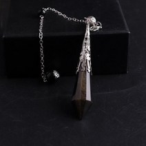 다우징 팬듈럼 차크라 펜듈럼 수맥추 점성학 Dowsing Energy Pendulum 천연 석재 자수정 Labradorite 목걸이 레이키 힐링 펜던트 Pendulo 쥬얼리 드롭, Gold Obsidian