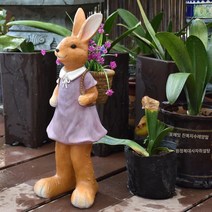 정원카트 편리한 편안한 안정적인 정원 드라이브 별빛스토어 만화 토끼 화분 꽃 카트 정원 발코니 테라스 공기 국가 정원 장식 크리 에이 티브 수지 장식품, 바구니 소녀