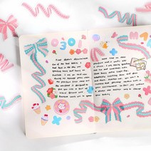 PET 프리티 컬러 리본 일러스트 다꾸 다이어리 포인트 데코 스티커, 06 : 오렌지