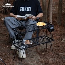 접이식 스태킹 쿨러 워터저그 스탠드 스틸 쉘프 거치대 좌식 캠핑선반 받침대 야외용, 블랙1단, 1개