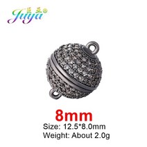 Juya-수제 비즈 쥬얼리 결과 4 가지 크기의 강한 자석 걸쇠 및 후크 여성을 위한 크리스탈 진주 팔찌 목걸이 만들기, [01] As Photo, [04] Metal Black 8mm