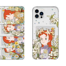 아이폰XS 빨강머리앤 꽃과 앤 클리어 카드 포켓 투명 젤리 방탄 케이스