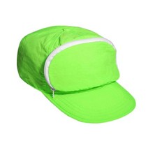Capsac 패니 팩 모자 나일론 | 80년대 90년대 남성용 여성용 레트로 지퍼 포켓 네온 그린 화이트, Neon Green/White Zipper